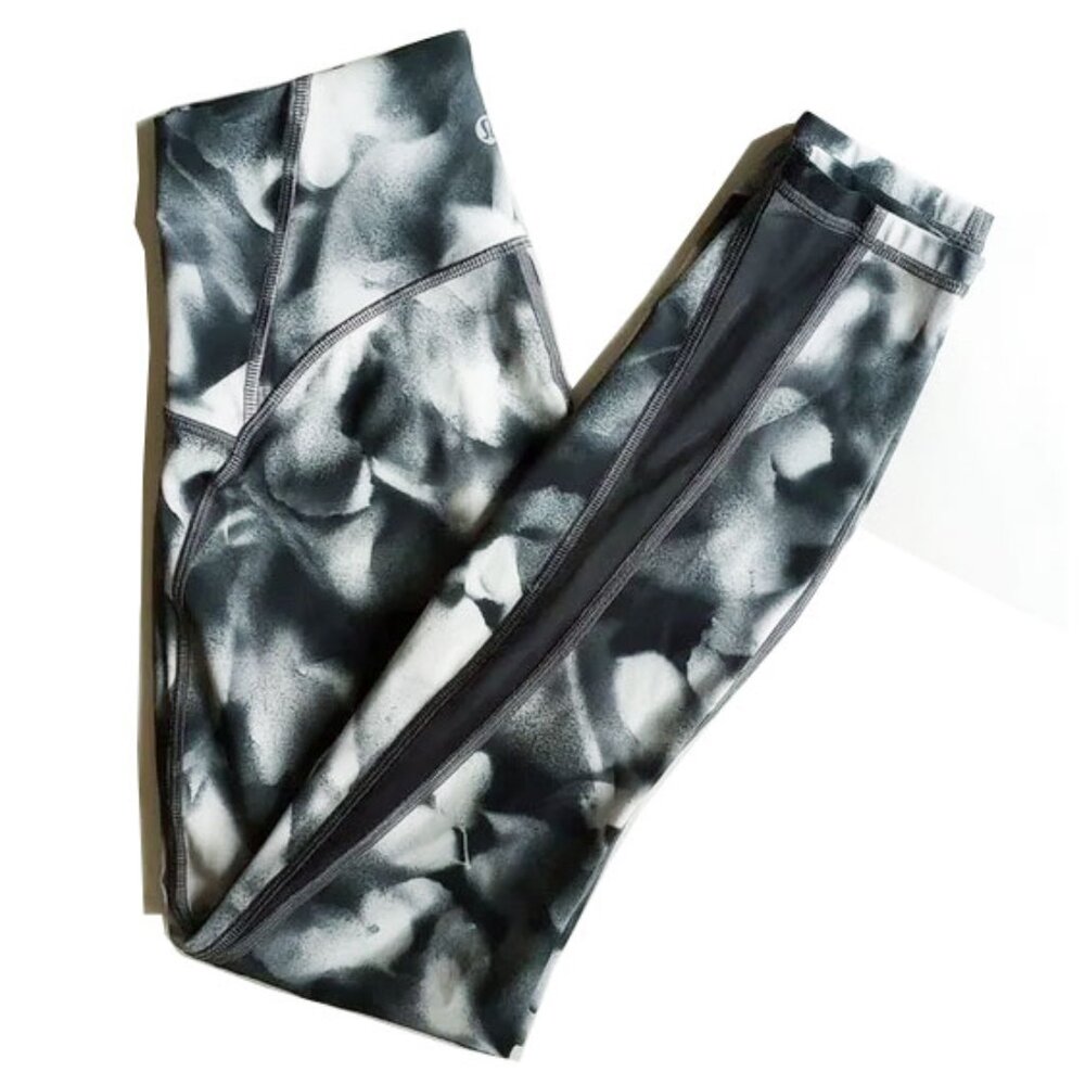 Lululemon Train Times Leggings 4 Black/Gray/White Marble  50OFF3